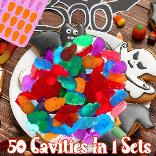 Palksky Skull Gummy Silicone Mold Sugar Chocolate Candy Molds,Skull Silicone Mold for Gummies for Kids,Halloween Jello Molds，(4PCS) - color: 4Pcs Skull Molds