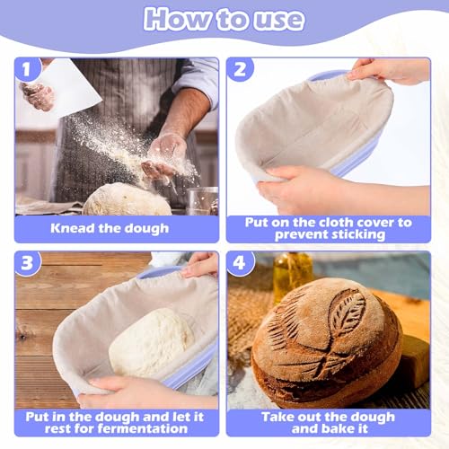 Nuogo 9 Pack Collapsible Silicone Oval Bread Proofing Baskets Bulk, Purple - color: Purple