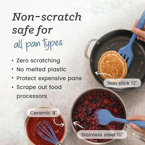 Starpack Flip and Whip Silicone Baking Utensils Set (5-Piece) - LFGB Non Toxic, 600°F Heat Resistant, BPA-Free - Whisk and Rubber Spatula Set with Pastry Brush - Dishwasher Safe, Nonstick Light Blue - color: Light Blue