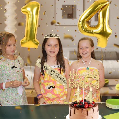 YeohJoy Gold 14th Birthday Decorations for Girls - style: 14th