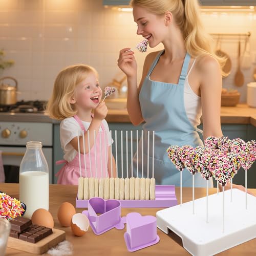 Heart Cake Pop Mold Set with 9in Tray and Sticks- Purple - color: Purple（Heart）