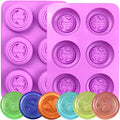 Bee Silicone Molds, 2 Pack Round Bee Soap Mold 6-Cavity - color: Round Bee Soap