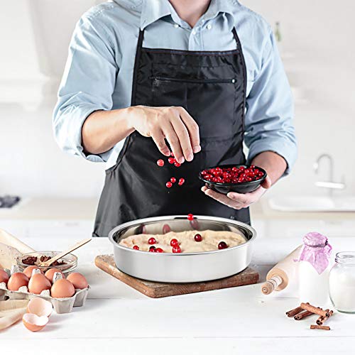 P&P CHEF 9.5 Inch Cake Pan, Stainless Steel Round Cake Pans, Silver & 4 Pcs - color: Silver, size: 9.5 Inch