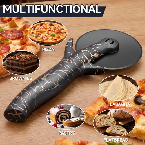 Pizza Cutter Wheel - Removable Blade, Easy to Clean, Non-Slip Grip - color: Black