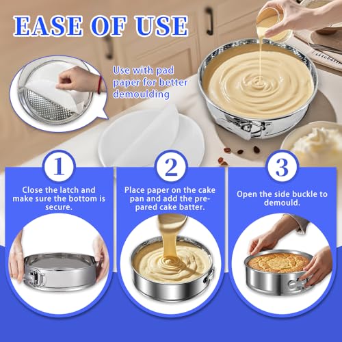 9Inch Steel Cheesecake Springform Cake Pan with 30Pcs Parchment Paper Liner