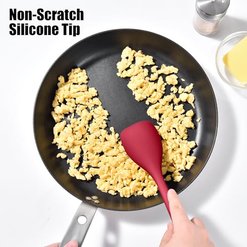 Doosu Silicone Cooking Spoon Spatula for Nonstick Cookwares (Red) - color: Red, size: 11.1in