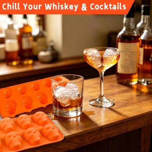 Halloween Silicone Molds 8-Cavity Chocolate Molds with Skull Shapes Spooky Fall Silicone Candy Molds for Baking Cake Soap Wax Melts Jelly Pudding 2Pcs - color: Style6