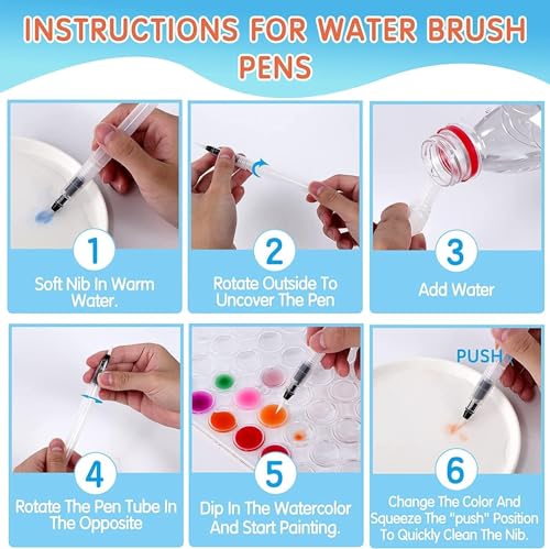 GETHPEN 48 Colors Watercolor Paint Set with 4 Brushes Pen, Travel Design - color: Black