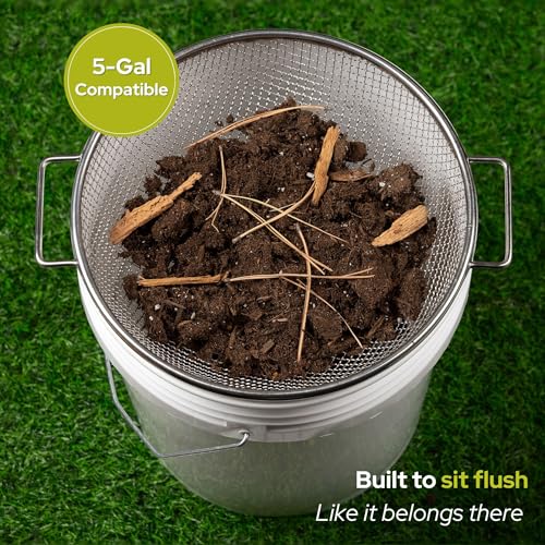 Round Soil Sifter, 1/4-inch Stainless Steel Sieve with Handles - size: 1/4 inch