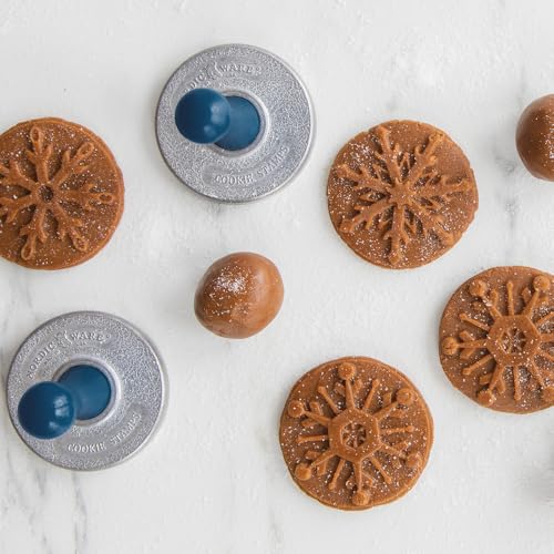 Nordic Ware Snowflake Cookie Stamps (Set of 3), Sturdy Cast Aluminium Cookie Stamp Set, Cookie Press Set Made in the USA, Sturdy and Durable Biscuit Maker Press Set - style: Snowflake