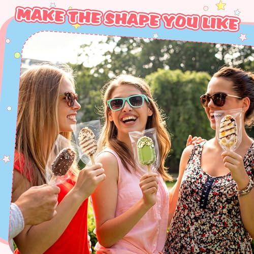 Ozera 200 Pcs Ice Pop Bags and Popsicle Sticks, Cakesicle Bags with Sticks - color: Clear