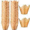Motiskyy 300 Pcs Jumbo Tulip Muffin Liners for Baking, Light Brown - color: Light Brown