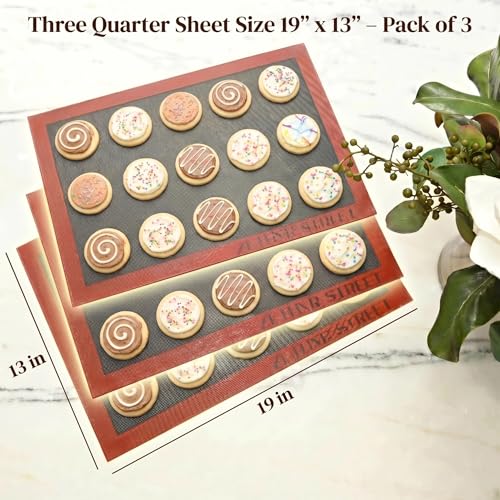 Perforated Silicone Baking Mats - Eclair Mat, 3/4 Sheet 13x19in, Pack of 3 - size: Three Quarter Sheet Size- 19" x 13" (Pack of 3)