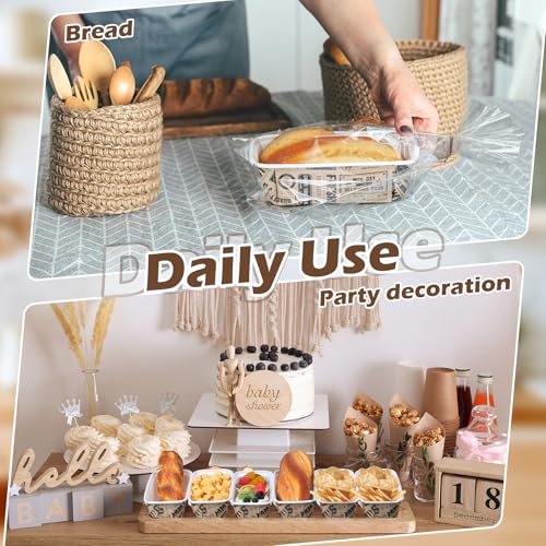 50 Sets Paper Loaf Pans for Baking 6.3 x 2.2 x 2.2 Inch Disposable Paper Baking Pans with Clear Plastic Bags and Kraft Ties Rectangle Cake Mold for Bread Sweets Tea Party (Brown Newspaper) - style: Brown Newspaper