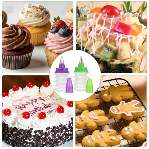 OUNONA Cookie Icing Squeeze Bottles 2 pcs Random Color Pp Material