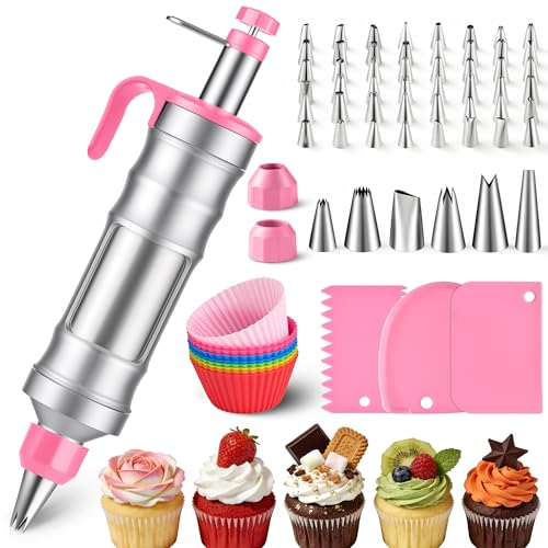 Cake Decorating Kit -69 Pcs Cake Decorating Syringe Set, Frosting Gun - color: 69Pcs-Pink