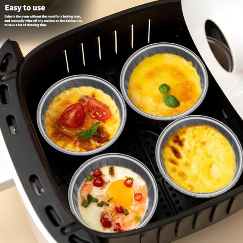 50Pcs Mini Aluminum Foil Cupcake,5oz Champagne Baking Cups with Lid - color: Champagne