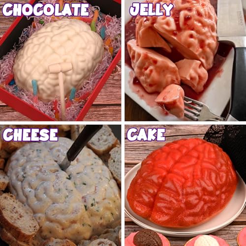 Sakolla Halloween 3D Human Brain Silicone Molds - color: Brain Molds/Purple&Orange