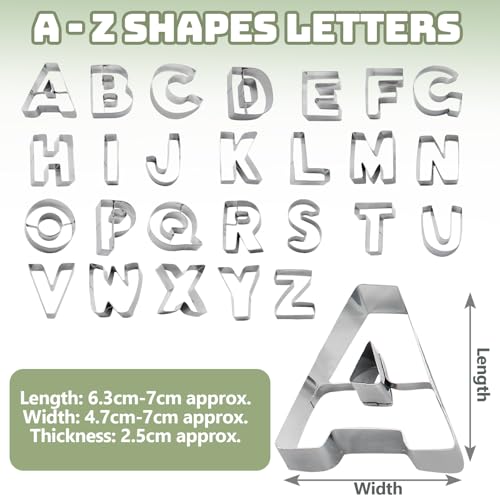Luomorgo 26PCS Stainless Steel Alphabet Cookie Cutters Set, A-Z Letters - style: Letters