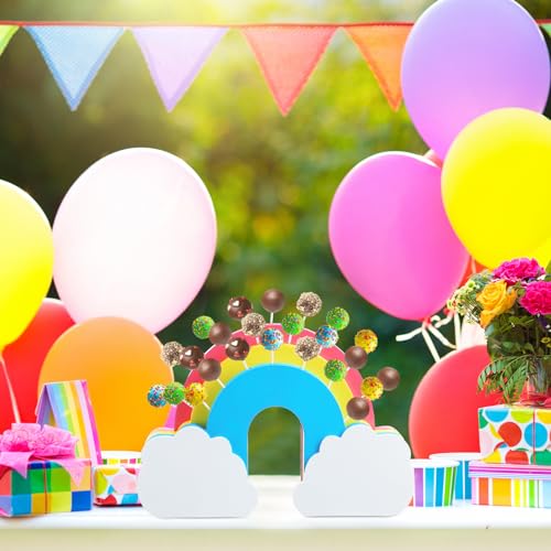 DoubleFill Rainbow Cake Pop Stand, 26 Holes Wooden Display Holder