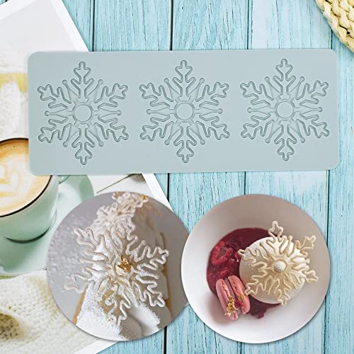 Hollow Snowflake 3D Embossing Chocolate Candy Fondant Cake Silicone Mold for Cupcake Top Sugar Craft Decoration (9.80x3.84x0.12inch) - size: A_9.80x3.84x0.12inch