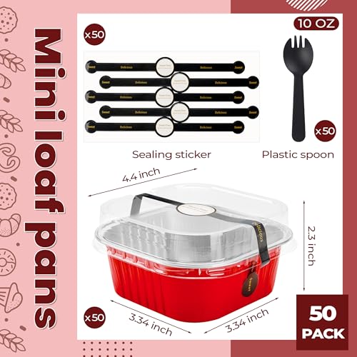 Halloween Cake Pans with Lids, Red 50 Pack for Parties - color: Red, size: 10 oz
