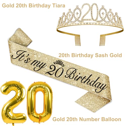 YeohJoy Gold 20th Birthday Decorations for Her - style: 20th
