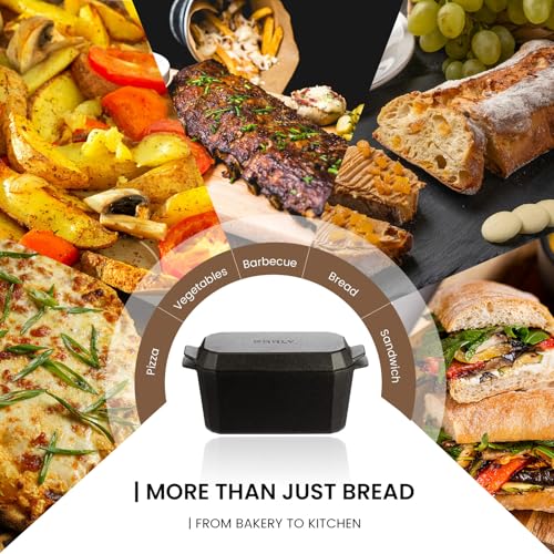 Cast Iron Bread Loaf Pan with Lid,Bread Baking Pan,Cast Iron Dutch Oven for Sourdough,10 x 5 Inch Pre-seasoned Even Heat Distribution Baking Pan for Homemade Bread - size: 10''x5.3''