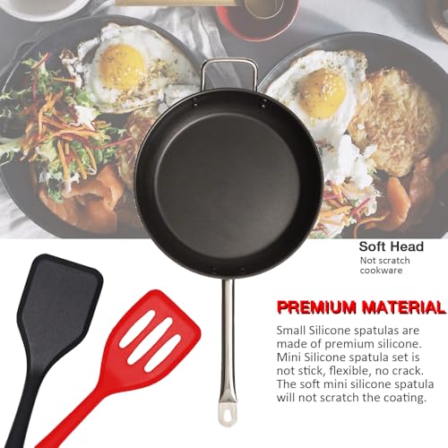 Small Silicone Serving Spatula Set of 4 for Egg, Steak(Black, Red) - color: Black, Red