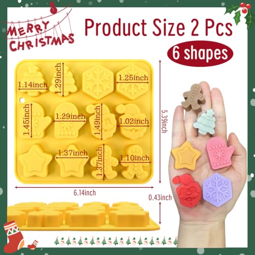 Christmas Chocolate Molds Silicone, 2Pcs Christmas Candy Molds - color: Yellow+Green