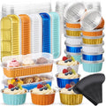 Blushtier 180 Pcs/60 Set Mini Loaf Cake Pans with Lids,Blue and Orange - color: Vibrant
