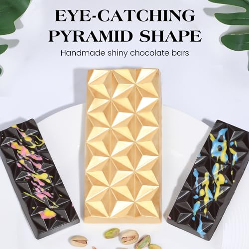 2 Pcs Chocolate Bar Mold Deep Silicone Large Chocolate Molds Break Apart Pyramid Shape Thick Candy Bar Molds