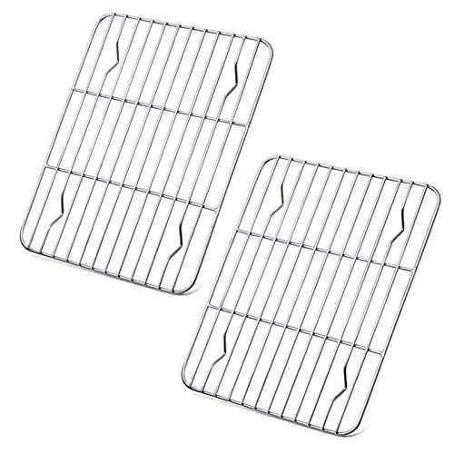 P&P CHEF 9.7" x 7.3" Cooling Baking Wire Racks Pack of 2, Silver - color: Silver, size: 9.7" x 7.3"
