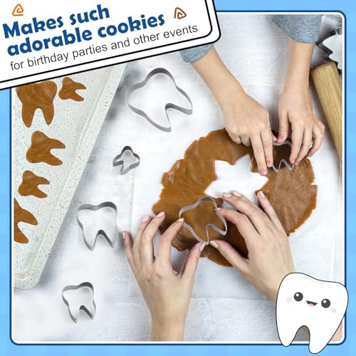 Havawish 4 Pcs Tooth Cookie Cutter Set 2 to 5 in Stainless Steel - style: Tooth