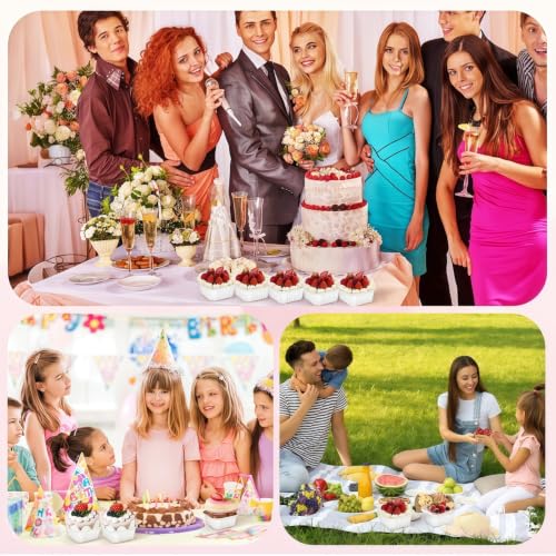 60Pack 5oz White Mini Cake Pans with Lids Baking Cups Aluminum Foil Pans Tins, Individual Dessert Cups Containers for Sales,Party,Picnics - color: White