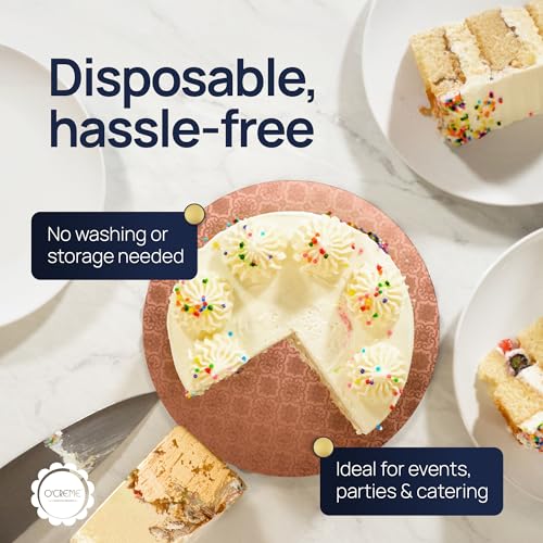O’Creme Cake Board, Rose Gold Foil Round Cake Circles with Gorgeous Design, Sturdy & Durable 1/2” Thick Cake Drums, Round Cake Boards with 22” Diameter, Pack of 5 Disposable Cake Drums - color: Red, size: 22"