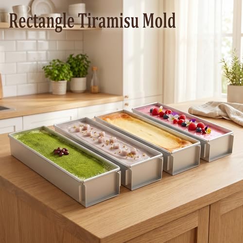 2 Pack Tiramisu Mold Rectangle Tiramisu Pans Removable 16.4*3.94*2.3 inch