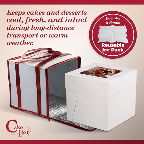 Cakebon 12" Cake Box Drum Insulated Bag Silver Round Smooth 1Pack - size: 12 inch, style: Silver - 4 Pack