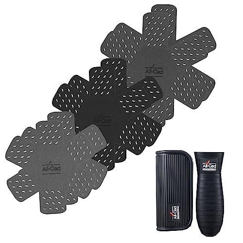 All-Clad Set - 3 Pot & Pan Protectors/2pc Silicone Grips/Dish Drying Mat - size: Pot Protectors and Grip Set (8-Piece)