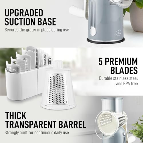 Rotary Cheese Grater Hand Crank, Vegetable Shredder - Classic Gray - color: 26 - Gray