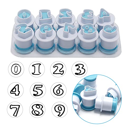 26PCS/Set Cookie Stamp Impress Cookie Cutters Alphabet Letter Cake Biscuit Mold Letter Shape DIY Cookie Biscuit Alphabet Cake Tool Embosser Cutter (Upper Case Shape with Number) - size: Style 2