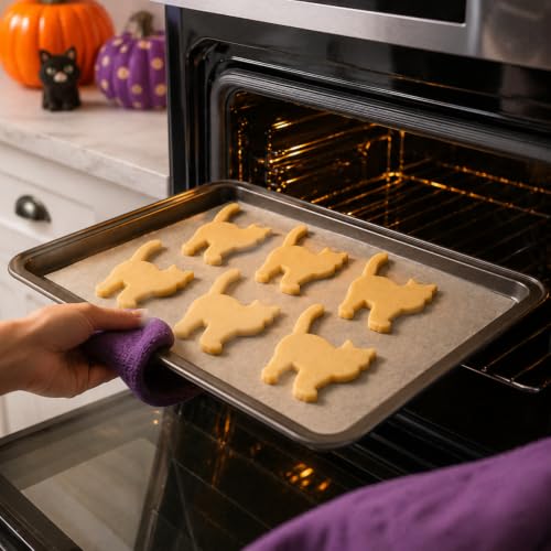 Cat Halloween Cookie Cutter, Stainless Steel Baking Mold | Cat-shaped cutter with silicone top edge for cookies, fondant, pastry, sandwiches and Halloween baking - color: Red