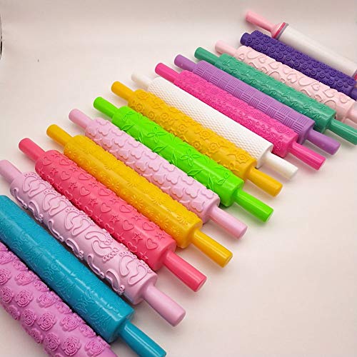 Embossed Rolling Pin, Plastic 14.37 Inch Textured Decor