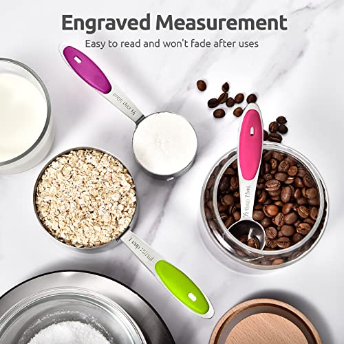 U-Taste Measuring Cups Spoons Set, 18/8 Stainless Steel, 12Pcs, Multicolor - color: Multicolors