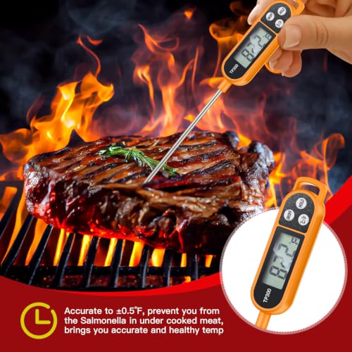 Copkim 6 Pcs Food Thermometer Instant Read Probe BBQ, Orange - color: Orange