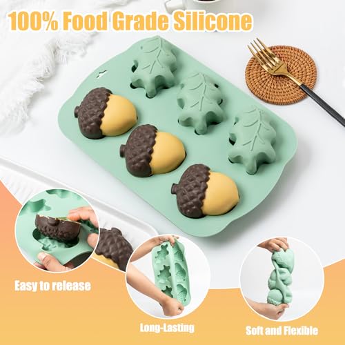 Fall Acorns & Maple Leaf Silicone Mold, 2Pcs/6-Cavity