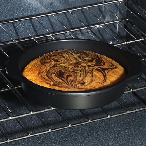 Oster Teston 9-Inch Round Cake Pan, Nonstick Carbon Steel Bakeware, Matte Black, PFAS-Free, Oven-Safe, Easy Release Baking Pan - color: Matte Black, size: 9" Round Cake Pan