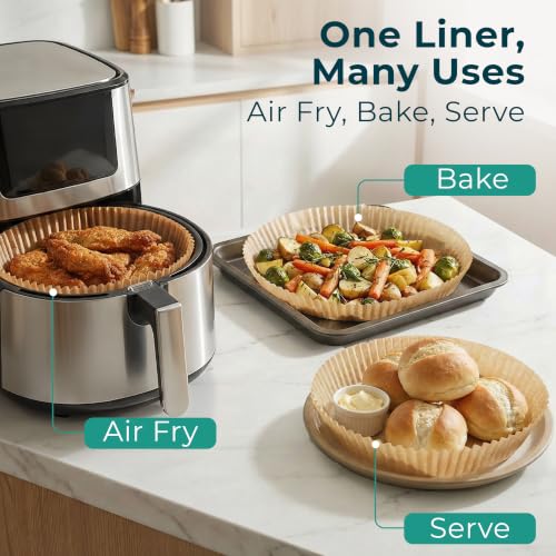 Air Fryer Liners Disposable Large 9.1” Round for 8-12 QT Basket - 128 Pcs - size: 9 inch - Round