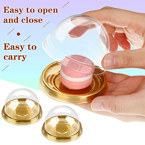 Patelai 200 Pcs Mini Plastic Cupcake Boxes with Dome Lid, Gold - color: Gold