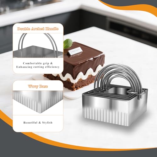 5 Pcs Square Biscuit Cutter Set with Handle - size: Square